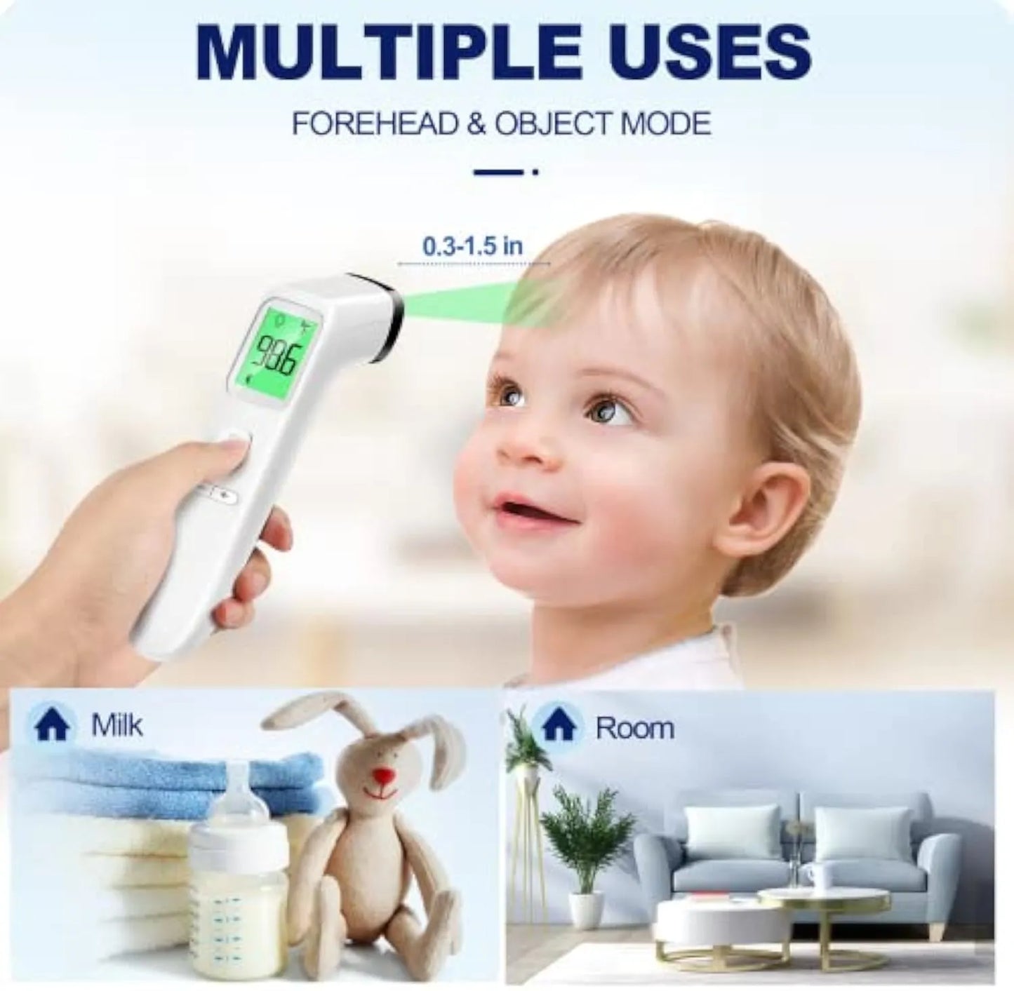 Touch-Free Infrared Forehead Thermometer – Fast, Silent, and Family-Safe, Non-contact.