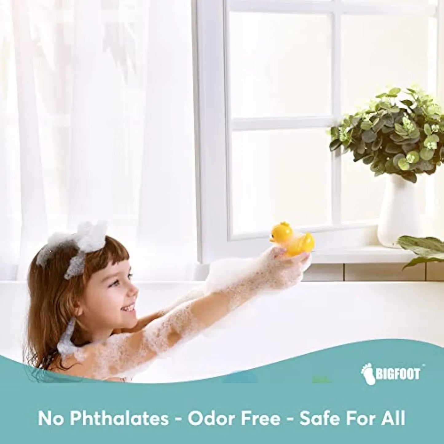 BigFoot Clear PEVA Shower Liner, Rustproof Grommets & Magnetic Weights, Odor-Free